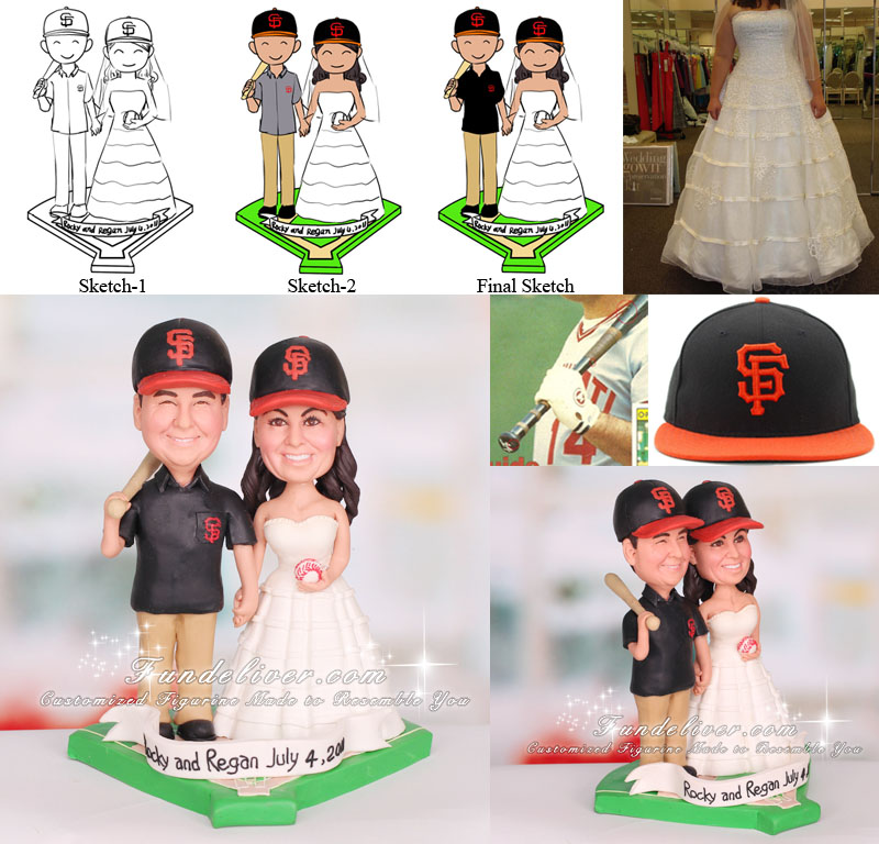 San Francisco S.F. Giants Baseball Wedding Cake Topper